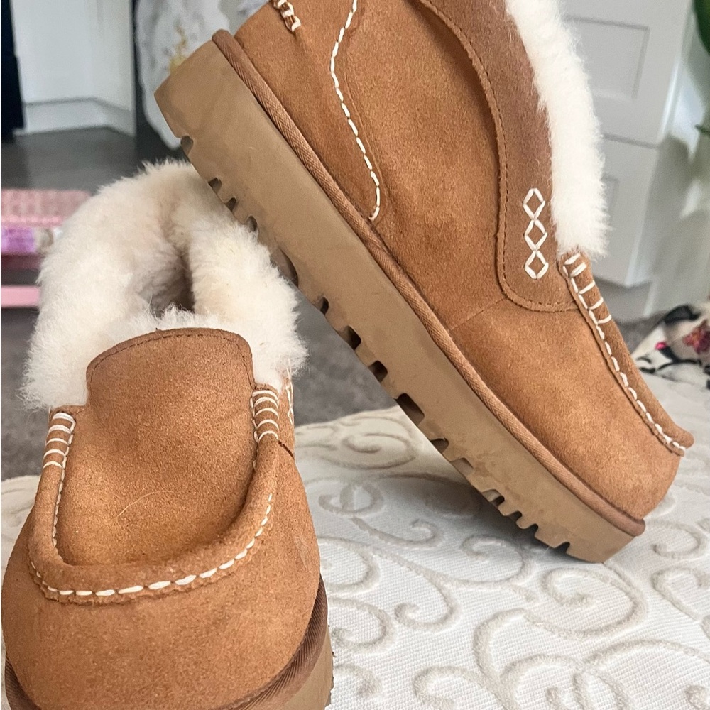 UGG Tan Shearling Lined Loafers
